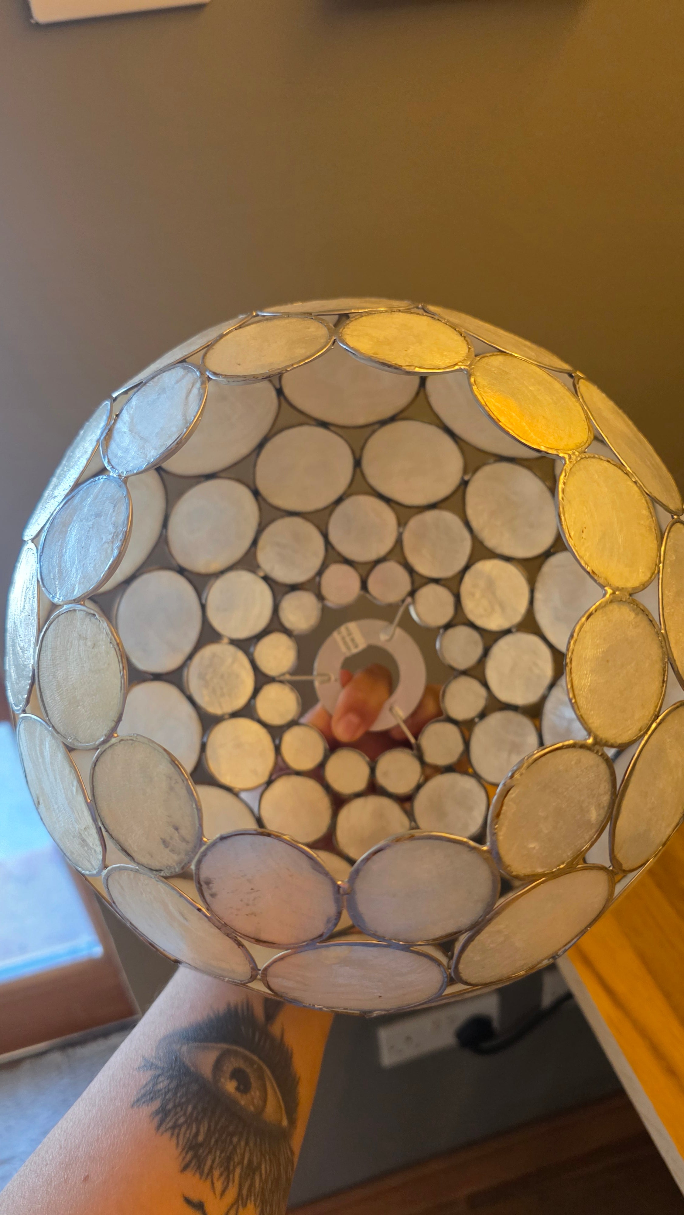 Vintage Capiz shell lampshade