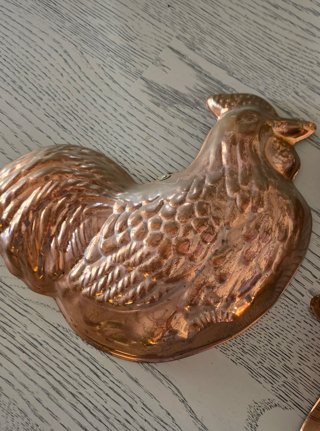 Vintage c1960’s Tagus Portugal Copper Rooster And Fish Jelly Molds