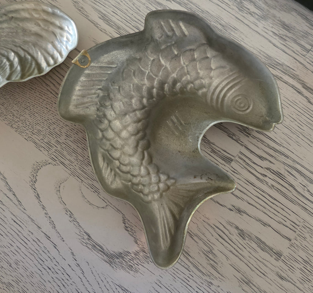 Vintage c1960’s Tagus Portugal Copper Rooster And Fish Jelly Molds