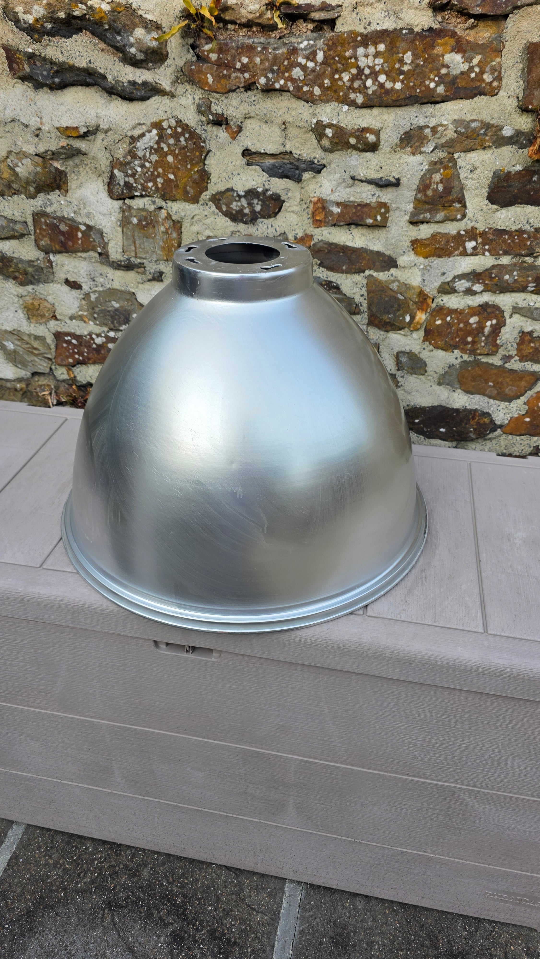 Large industrial aluminium pendant light c1970s