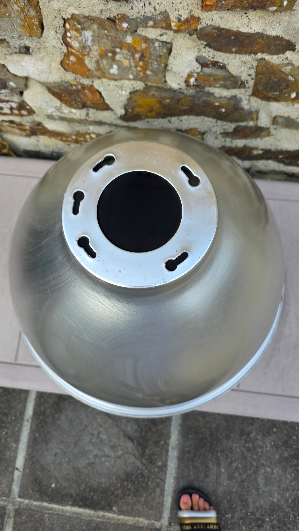 Large industrial aluminium pendant light c1970s